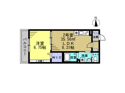 セミカ葛城Ⅰ(1LDK/2階)の間取り写真