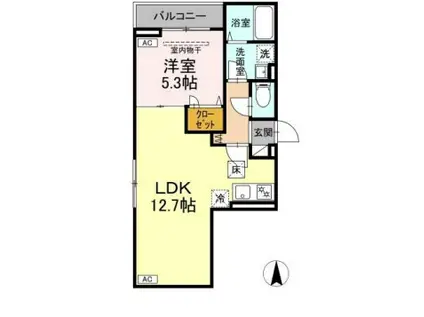 セレスティア南花畑Ⅳ(1LDK/1階)の間取り写真