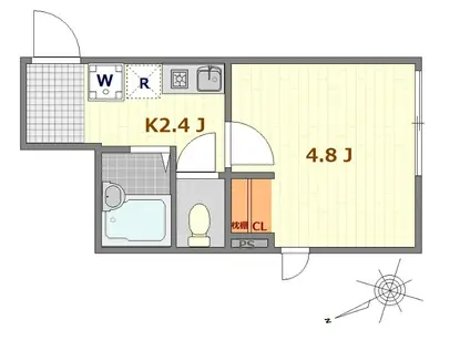 サザンロード江北(1K/3階)の間取り写真