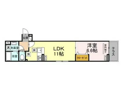 セレスティア南花畑Ⅳ(1LDK/1階)の間取り写真