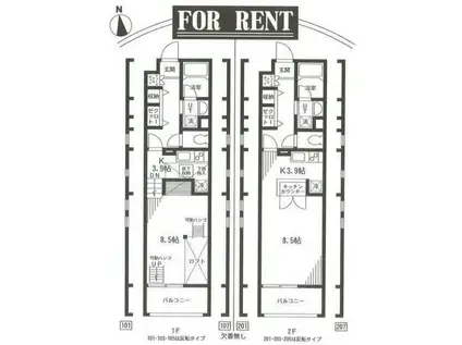ユーロステージ(1K/1階)の間取り写真