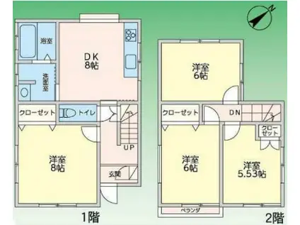 高崎線 鴻巣駅 徒歩25分 2階建 築43年(4DK)の間取り写真