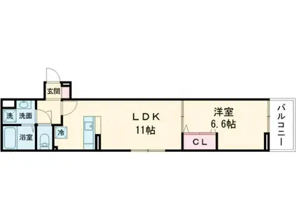 セレスティア南花畑Ⅳ(1LDK/2階)の間取り写真
