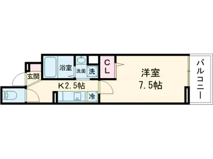 セレスティア南花畑Ⅳ(1K/2階)の間取り写真