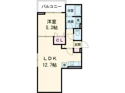 セレスティア南花畑Ⅳ(1LDK/3階)の間取り写真