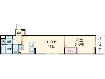 セレスティア南花畑Ⅳ(1LDK/3階)の間取り写真