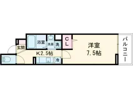 セレスティア南花畑Ⅳ(1K/3階)の間取り写真