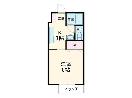 エスタシオン(1K/2階)の間取り写真