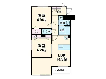 THEIOS FILIA(2LDK/3階)の間取り写真