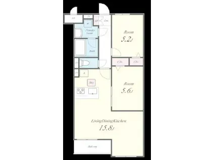 THEIOS SON(2LDK/2階)の間取り写真