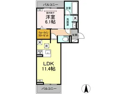 D-AVANCE 花中Ⅰ(1LDK/3階)の間取り写真