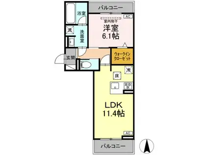 D-AVANCE 花中Ⅱ(1LDK/1階)の間取り写真