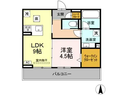 D-AVANCE 花中Ⅱ(1LDK/3階)の間取り写真