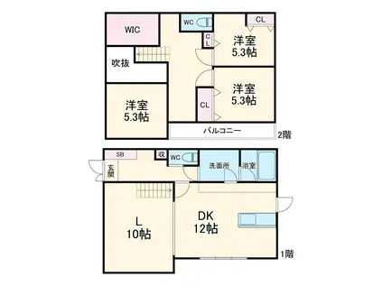 身延線 常永駅 徒歩20分 2階建 築11年(3LDK)の間取り写真