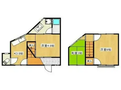 阪急電鉄京都線 西向日駅 徒歩15分 2階建 築55年(3K)の間取り写真
