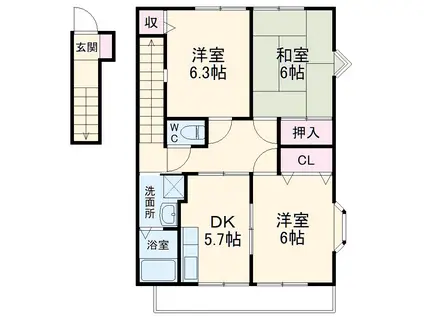 ハイステージOHTA(3DK/2階)の間取り写真
