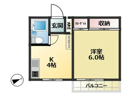 GKアパートメント(1K/2階)の間取り写真