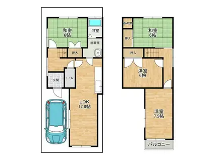 南海電鉄南海本線 春木駅 徒歩21分 2階建 築42年(4LDK)の間取り写真