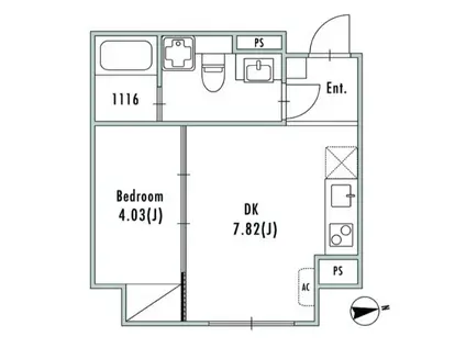 GRAN PASEO大森Ⅲ(1DK/1階)の間取り写真