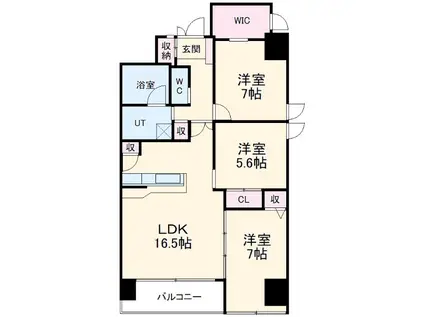 THE RESIDENCE M・KANOU(3LDK/10階)の間取り写真