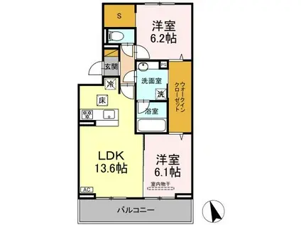 ソラーナ(2SLDK/1階)の間取り写真