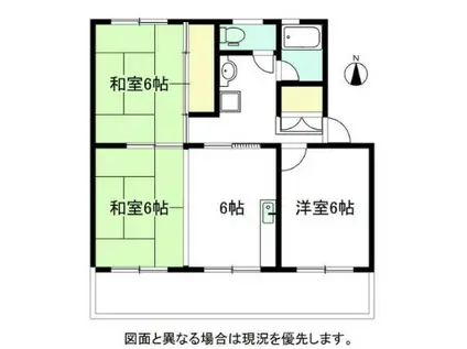 マンション珠瑠河Ⅰ(3DK/1階)の間取り写真