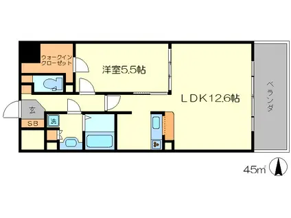 プレサンス京都西院(1LDK/3階)の間取り写真