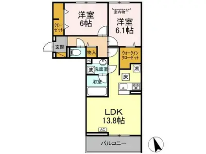 ソラーナ(2LDK/2階)の間取り写真