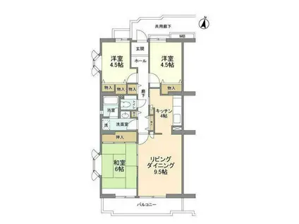 コーポレート中央林間2号棟(3LDK/5階)の間取り写真