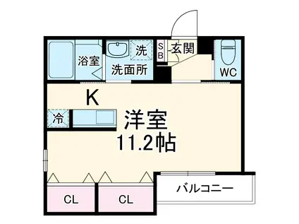 APEXシフォン(ワンルーム/2階)の間取り写真