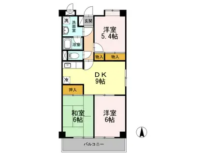エナジー高橋(3DK/2階)の間取り写真