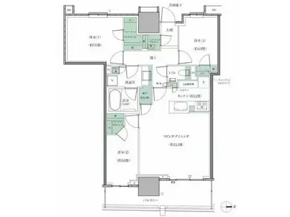 幕張ベイパーク ライズゲートタワー(3LDK/16階)の間取り写真