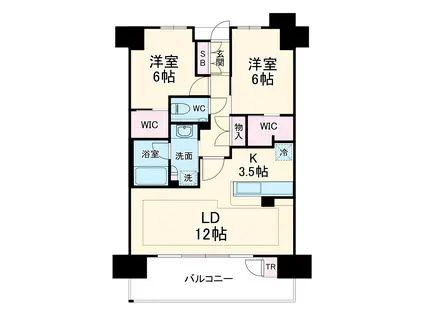 プレミスト靱本町(2LDK/2階)の間取り写真