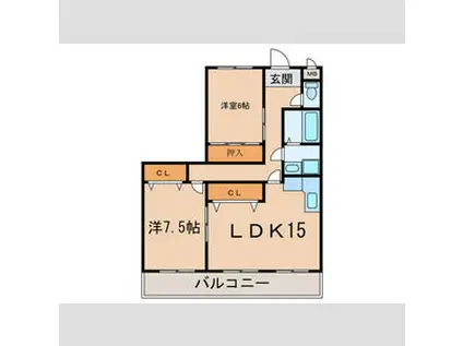 グローリアス松山(2LDK/2階)の間取り写真