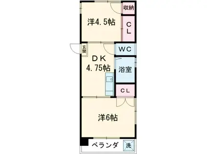 金子マンション(2DK/1階)の間取り写真