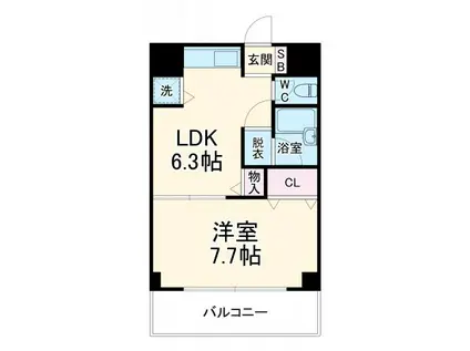 アソルティ関内大通公園(1DK/6階)の間取り写真