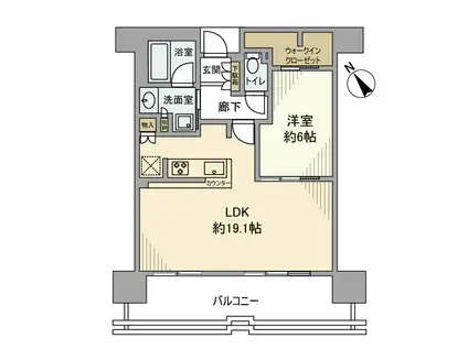 ザ・パークハウス中之島タワー(1LDK/19階)の間取り写真