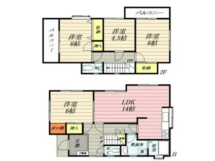 埼玉高速鉄道 戸塚安行駅 徒歩21分 2階建 築29年(4LDK)の間取り写真