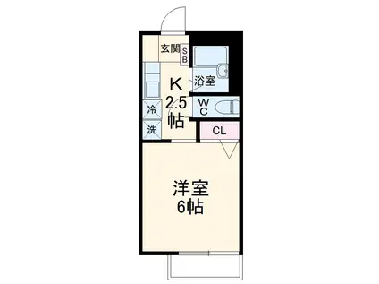 GRANDCHARIOTB棟(1K/2階)の間取り写真