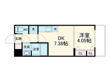 ガレリア大阪空港Ⅱ(1DK/1階)の間取り写真