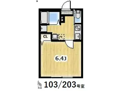 AMBITION野田(1K/1階)の間取り写真