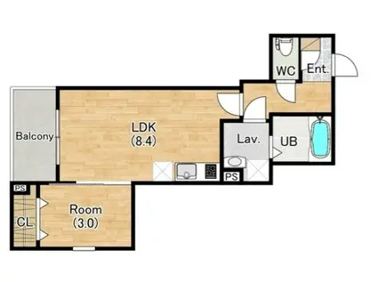ジーメゾン名古屋小田井リュソー(1LDK/2階)の間取り写真