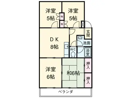 ヴィラ オオワキ(4DK/3階)の間取り写真