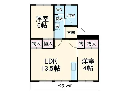 柏原ハイツ(2LDK/2階)の間取り写真