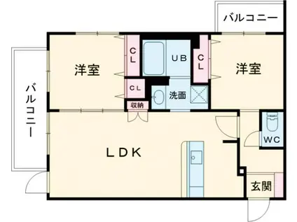 THE MANOR KYODO(2LDK/1階)の間取り写真