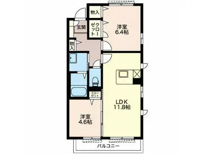 アンシャンテ(2LDK/2階)の間取り写真