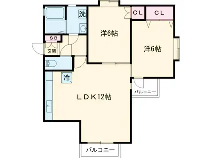 ハイムヴィオラ(2LDK/1階)の間取り写真