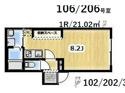 AMBITION野田(ワンルーム/2階)の間取り写真