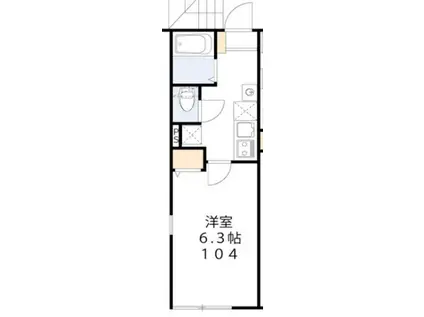 ティーグル足立島根(1K/1階)の間取り写真