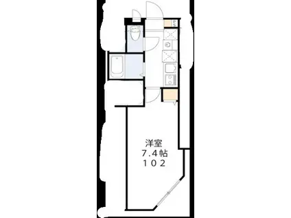 ティーグル足立島根(1K/2階)の間取り写真